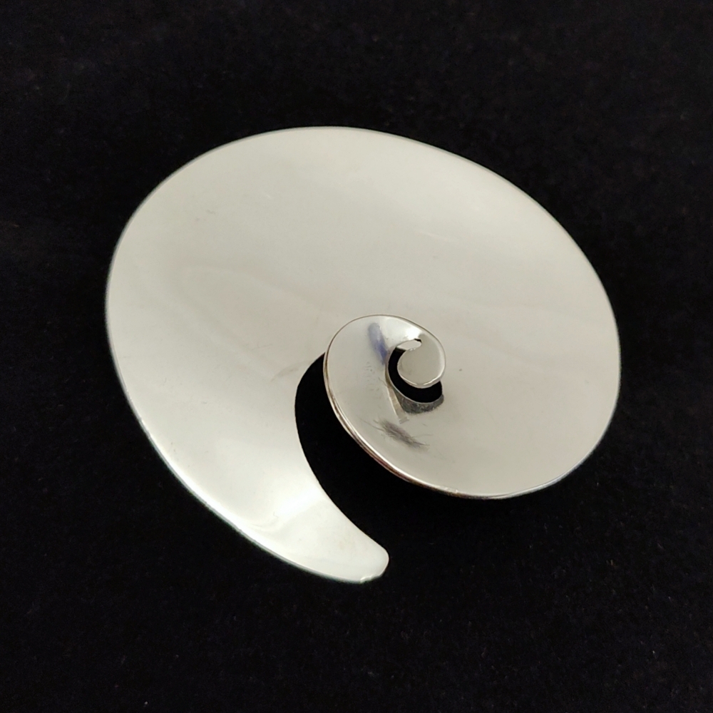 TAXCO Sterling Silver Dimensional Modernist Spiral Brooch Pin - Picture 4 of 11